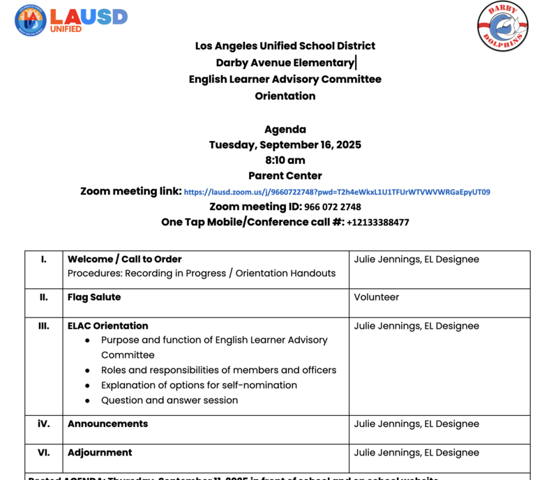 ELAC Parent Orientation Featured Photo