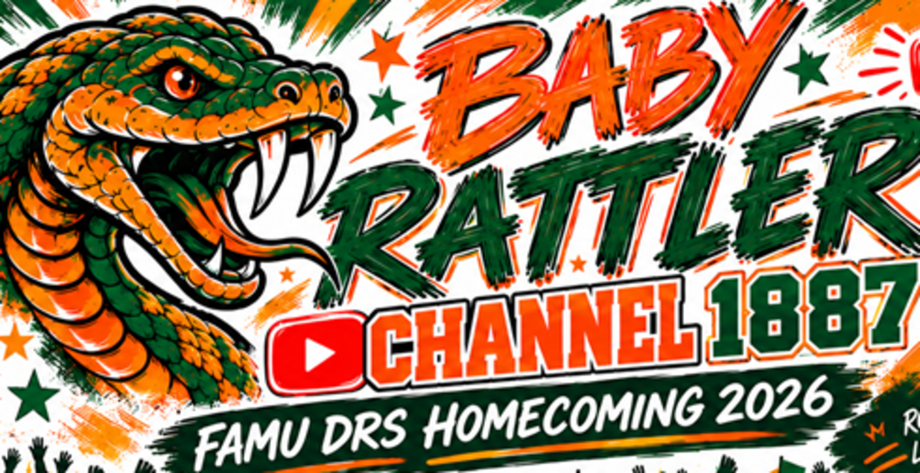 Event flyer for FAMU DRS Homecoming 2026 with a snake graphic and schedule details.
