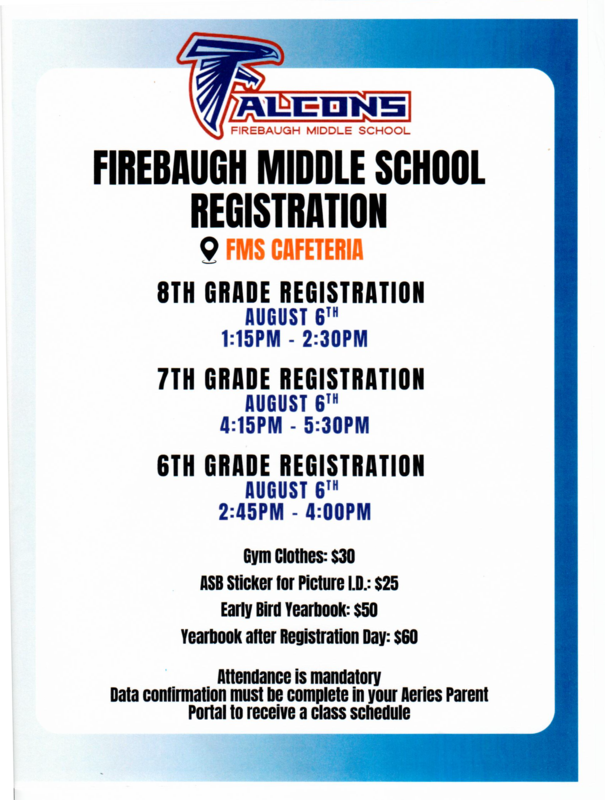 Firebaugh Middle School Registration
