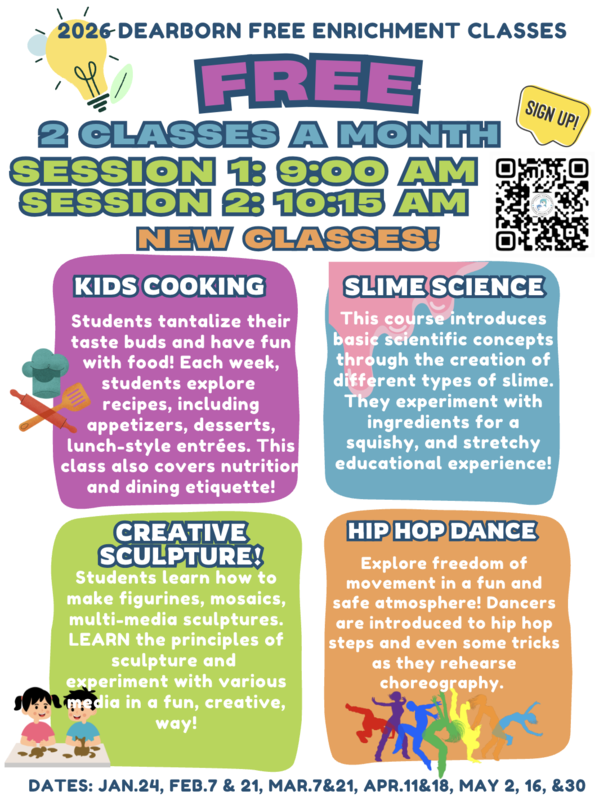 New Free Saturday Enrichment Classes and Schedule is now available!