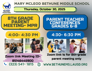 8th Gr. Parent meeting/  Parent Teacher Conference