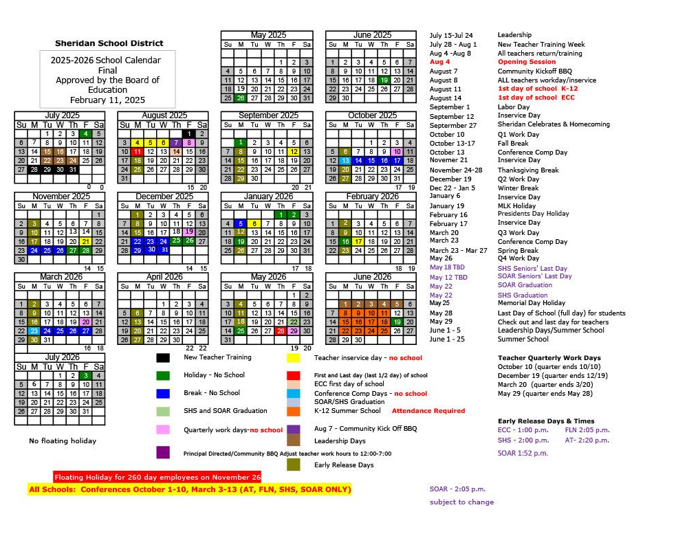 2025-2026 School Calendar