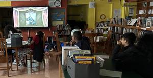 Students learning about voter suppression