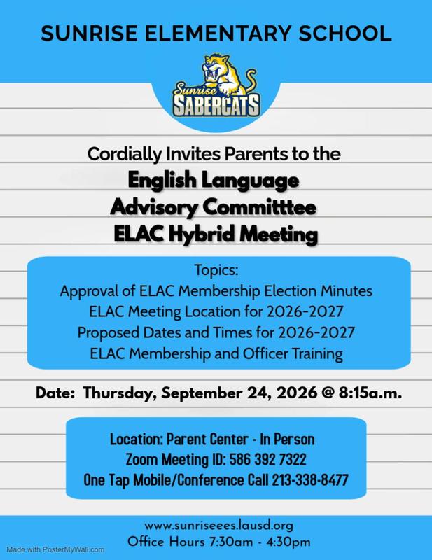 ELAC meeting 9-24-26