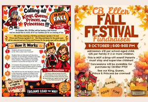 Flyer for Fall Festival featuring games, concessions, crowning of school royalty