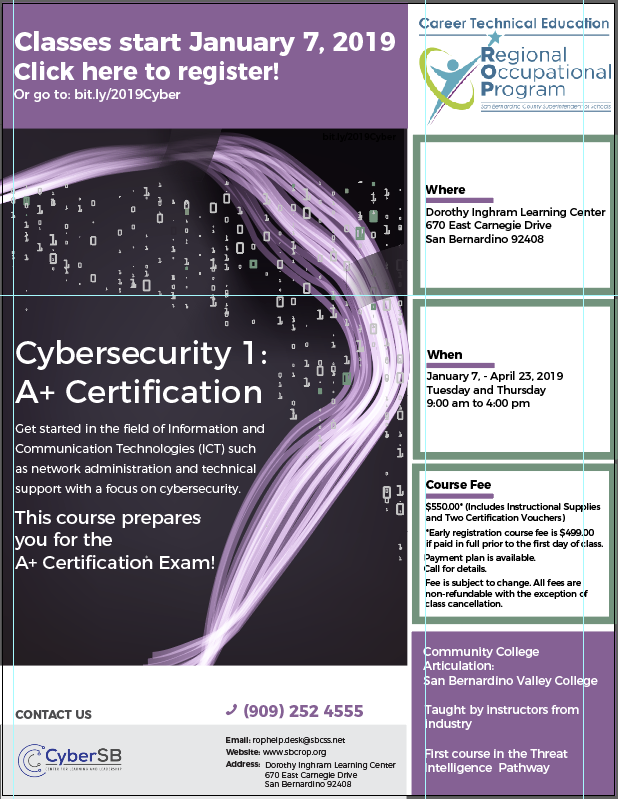 Cybersecurity 1: A+ Certification classes start January 7, 2019 Thumbnail Image