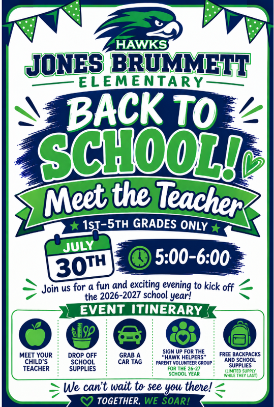Meet the Teacher Night on Thursday, July 30th 5-6pm