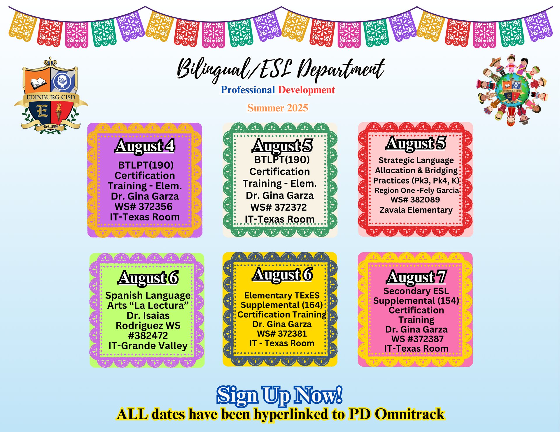 Upcoming August 2025 Trainings