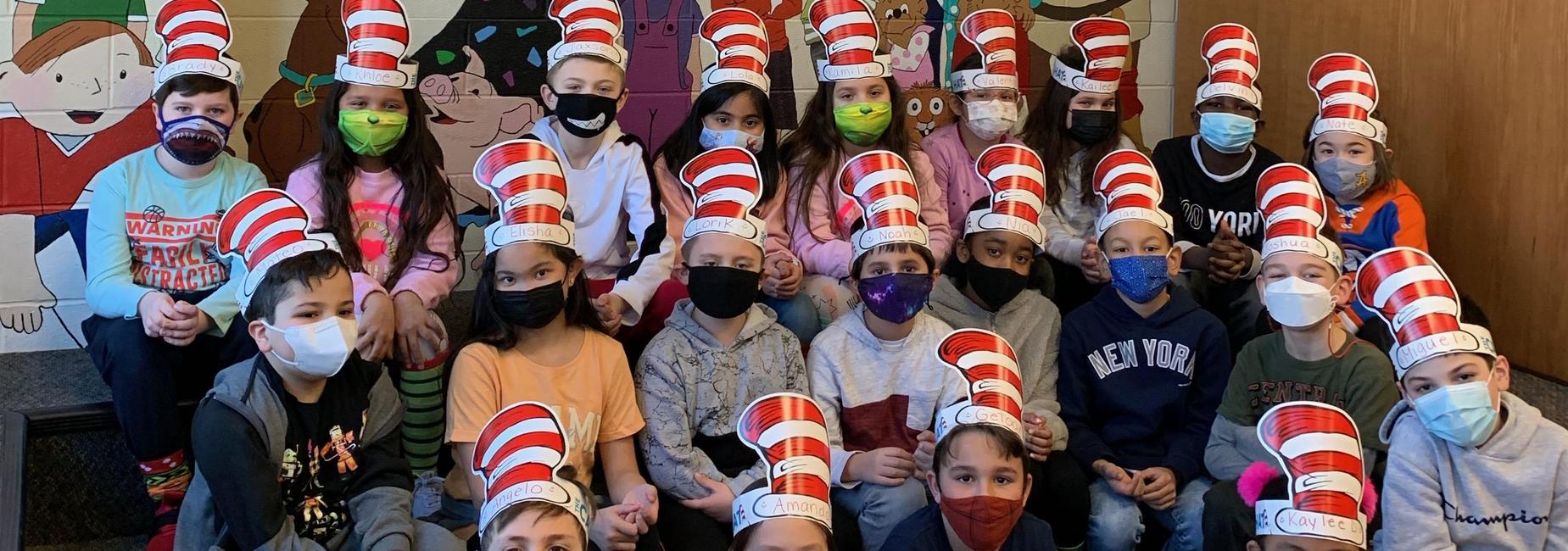 students in cat and the hat hats