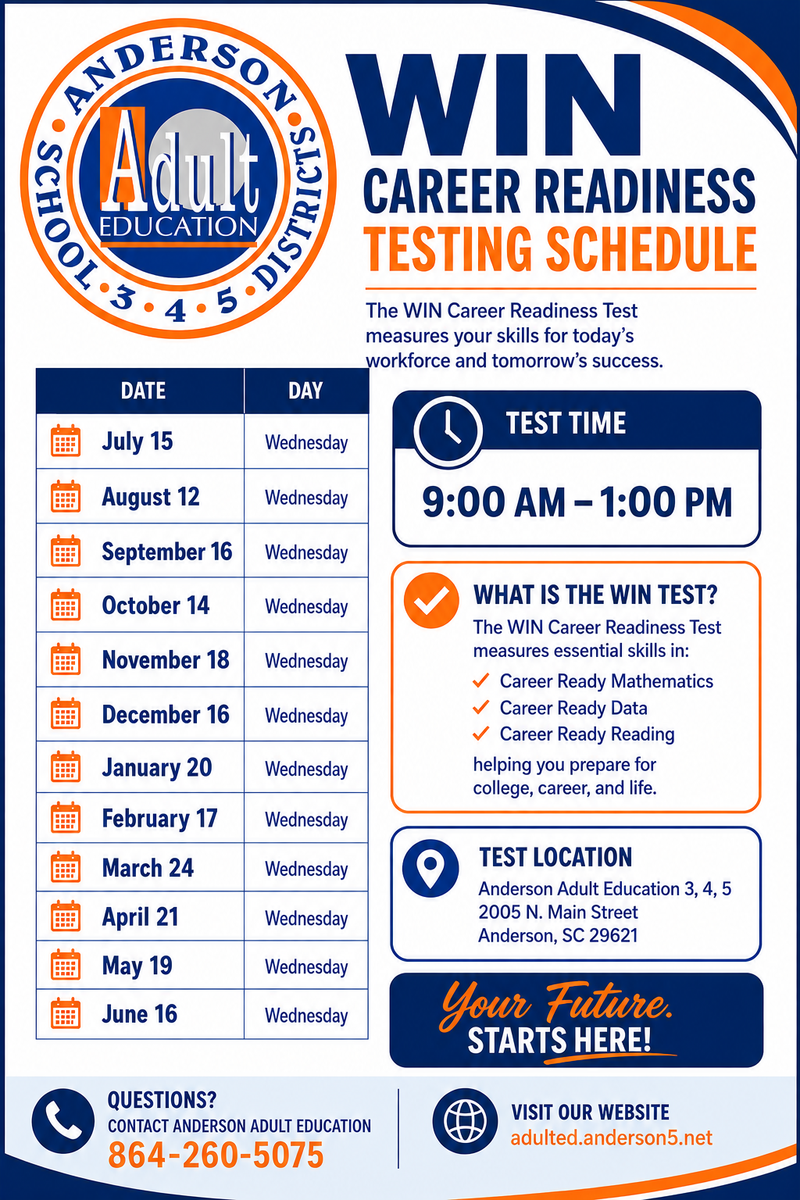 26-27 WIN Testing Schedule