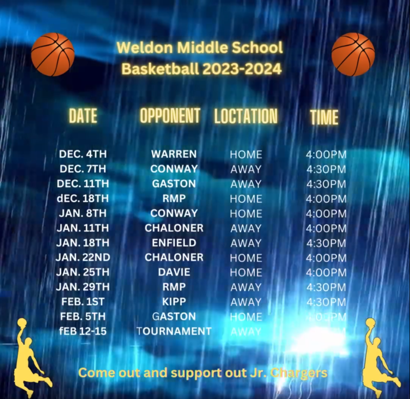 Middle School Basketball Schedule Weldon Middle School