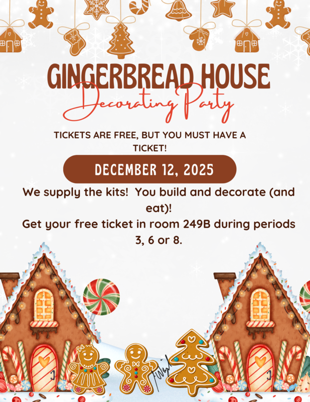 flyer for the gingerbread house decorating party