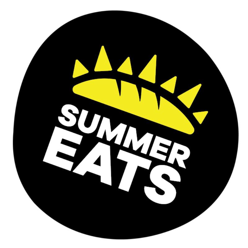 Logo design featuring text 'SUMMER EATS' with a sun graphic above.