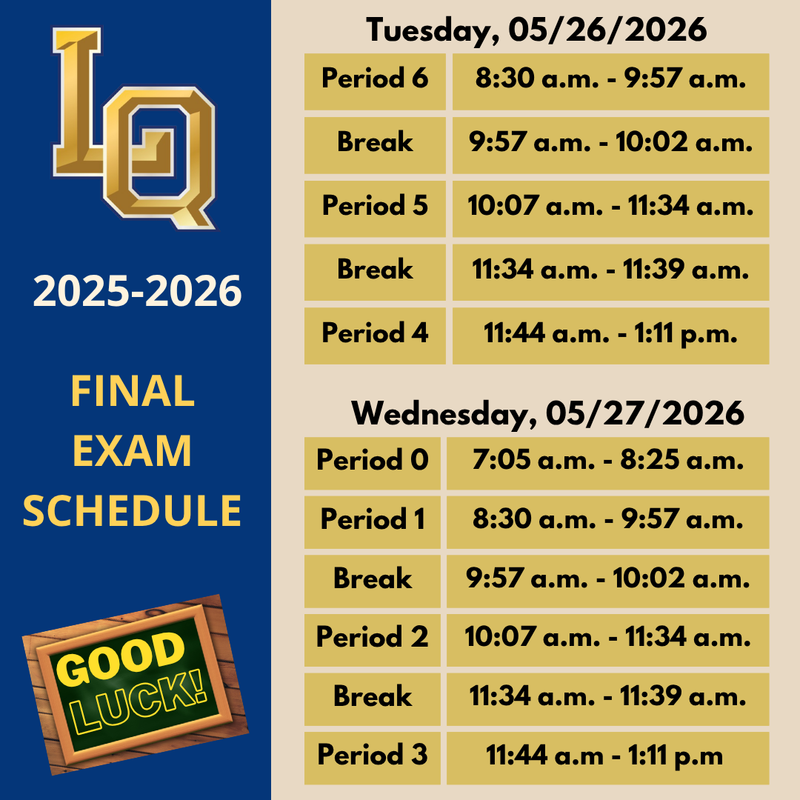 Final Exam Schedule 5.26 & 5.27 Featured Photo