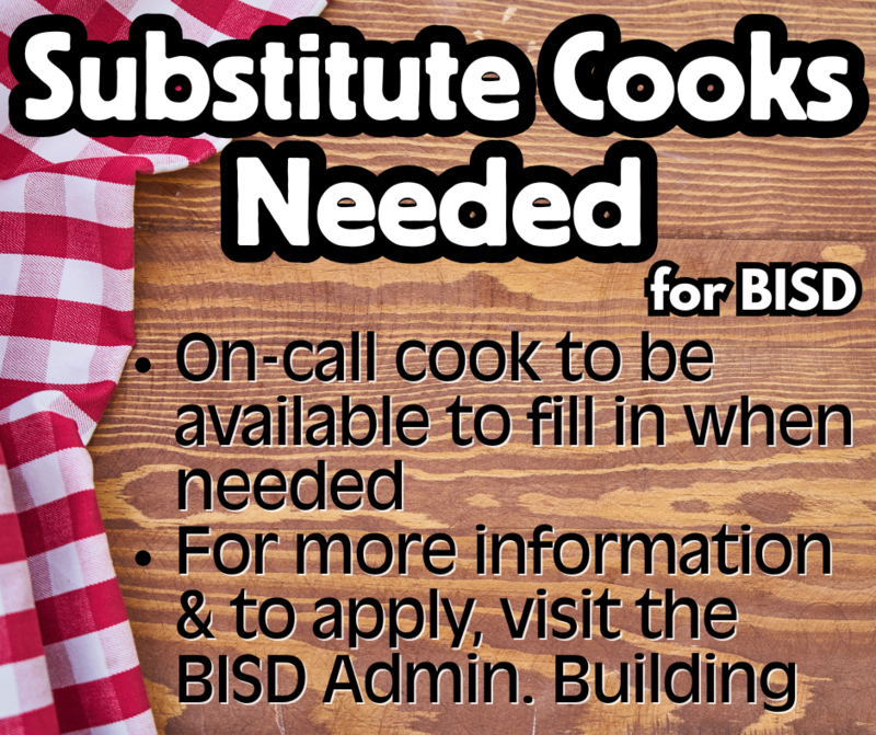substitute cooks needed