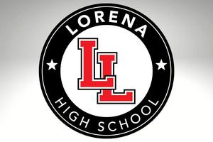 Lorena High School black circle logo with red LL in the middle