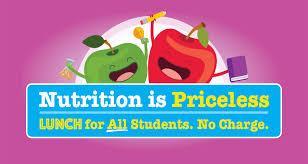 School meal image fruit holding utensils text reads nutrition is priceless