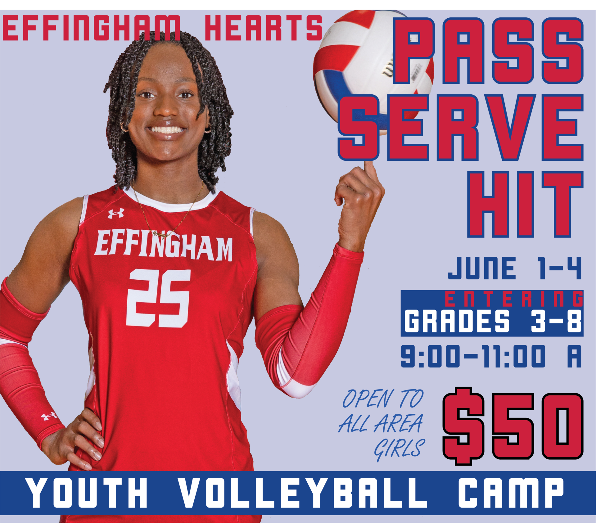 Volleyball player and youth volleyball summer camp details