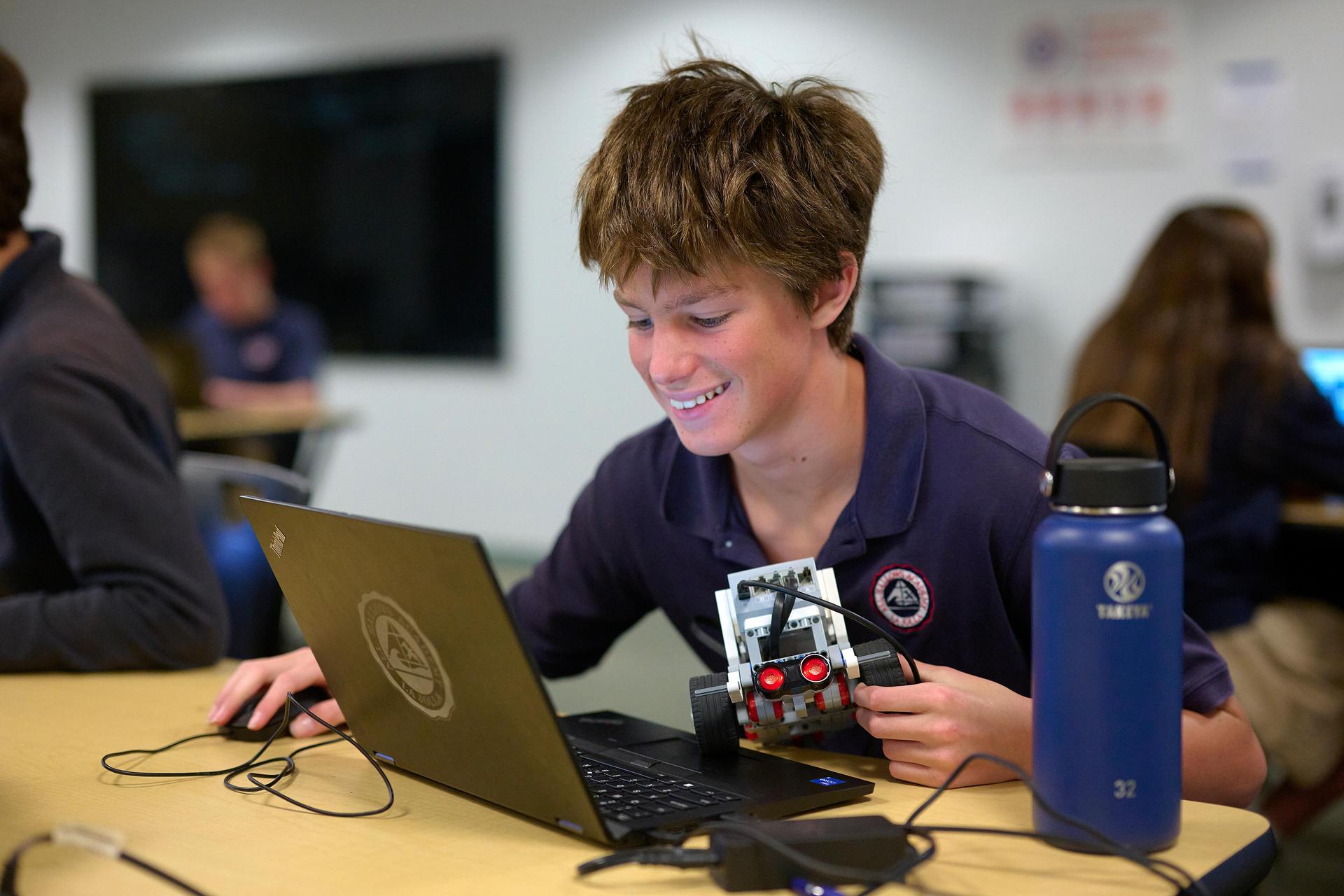 7th grade student engineering lego robotics 