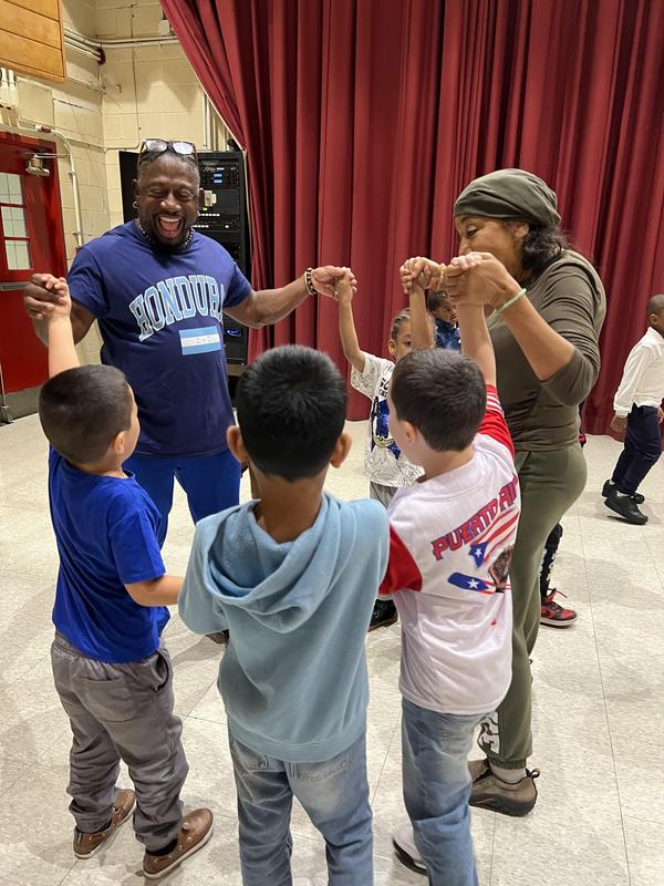 Dance party with Classes and staff