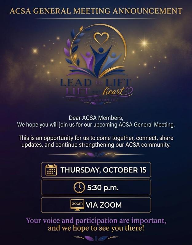 ACSA General Meeting Flier