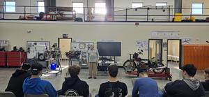 Kevin Cameron talks to Aviation Maintenance Technology students.