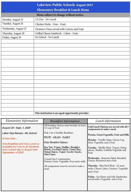august lunch menu