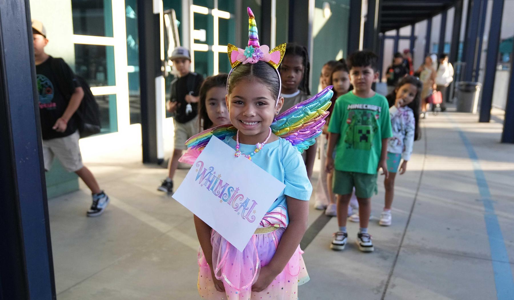 Girl dressed up as "whimsical"