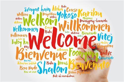 Welcome word cloud with many different languages