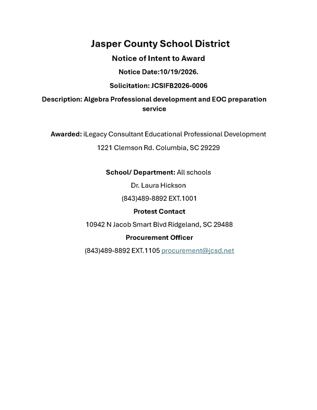 📢 PUBLIC NOTICE | NOTICE OF INTENT TO AWARD Featured Photo