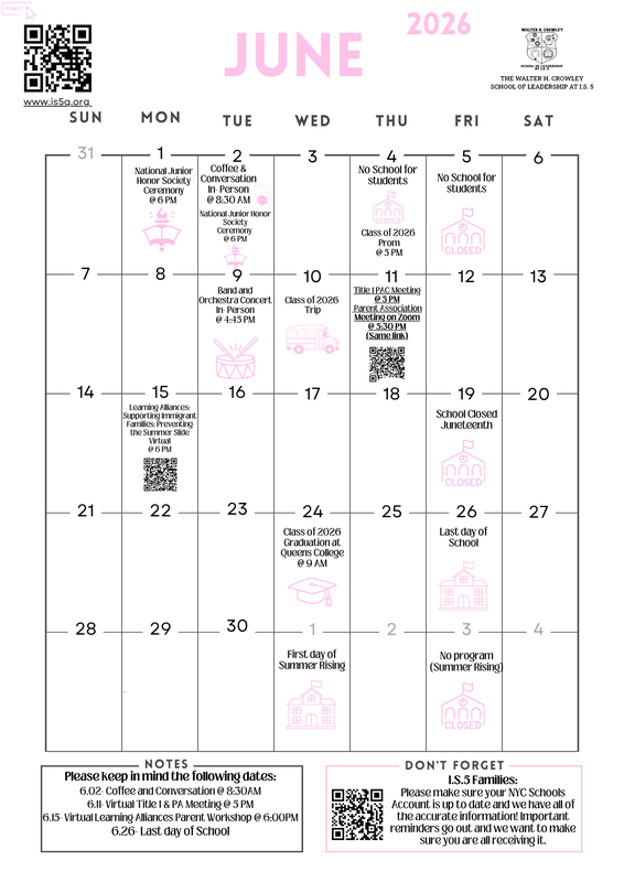 June School Calendar (English)