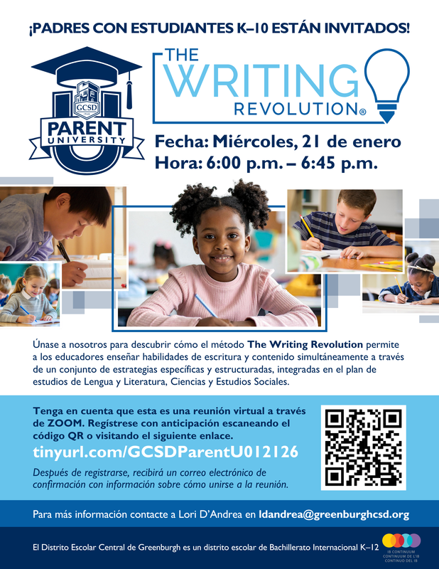 Parent University The Writing Revolution SPANISH