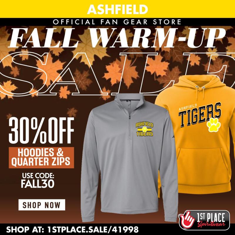 Flier for the online fall sale showing sweatshirts and the link for the shop.