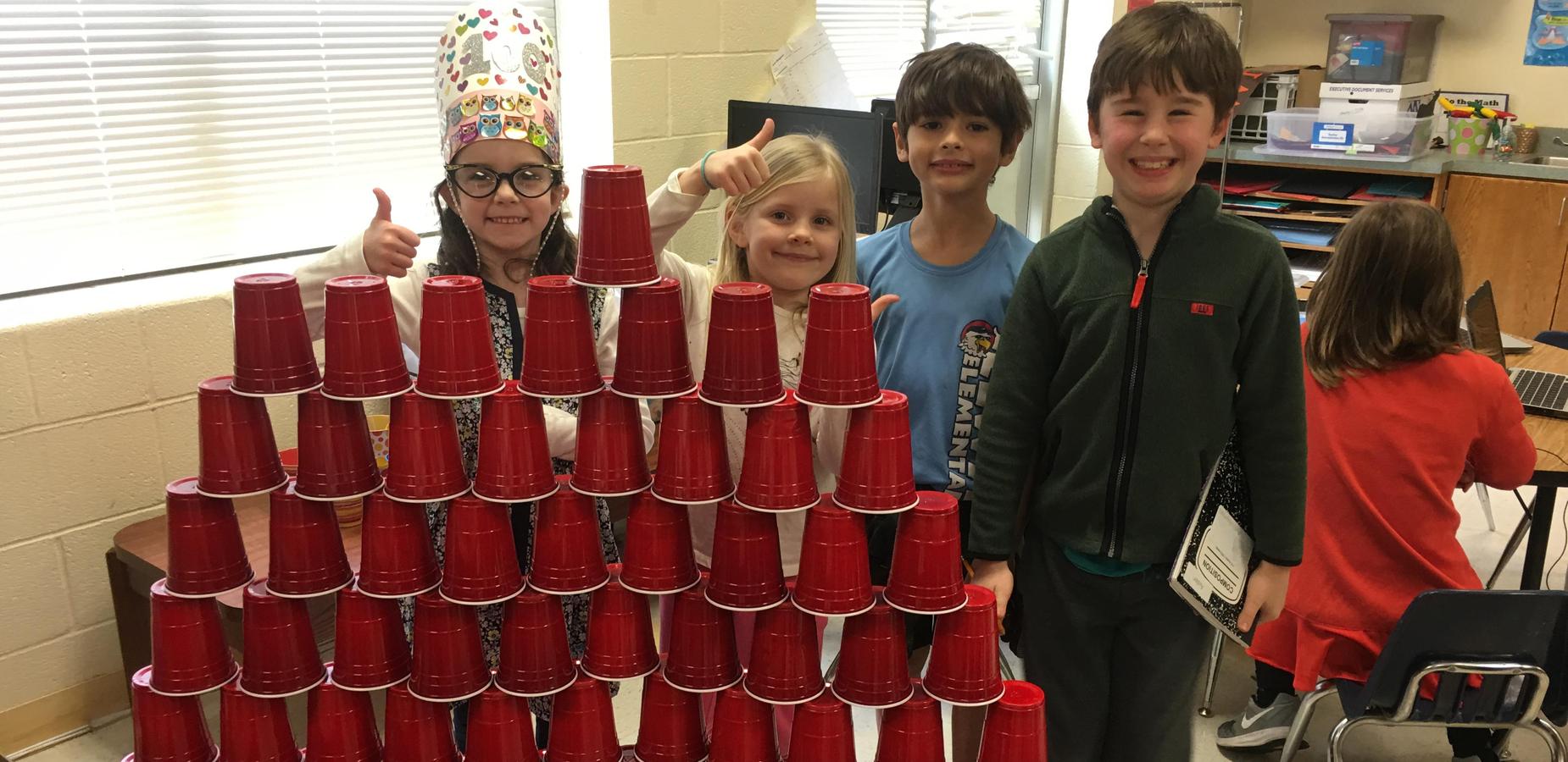 100th day student cup stacking activity