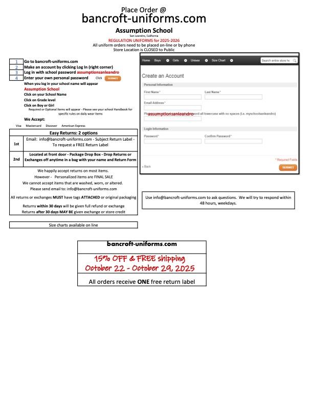 Bancroft Uniforms Sale