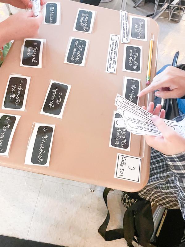 Clue sheets on students desk