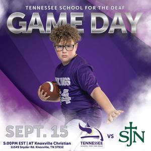 Flag Football game flyer against Saint John Newman on Sept. 15, 2025 at 5pm