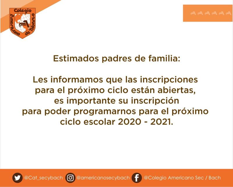 Inscripciones para ciclo escolar 2020-2021 Featured Photo