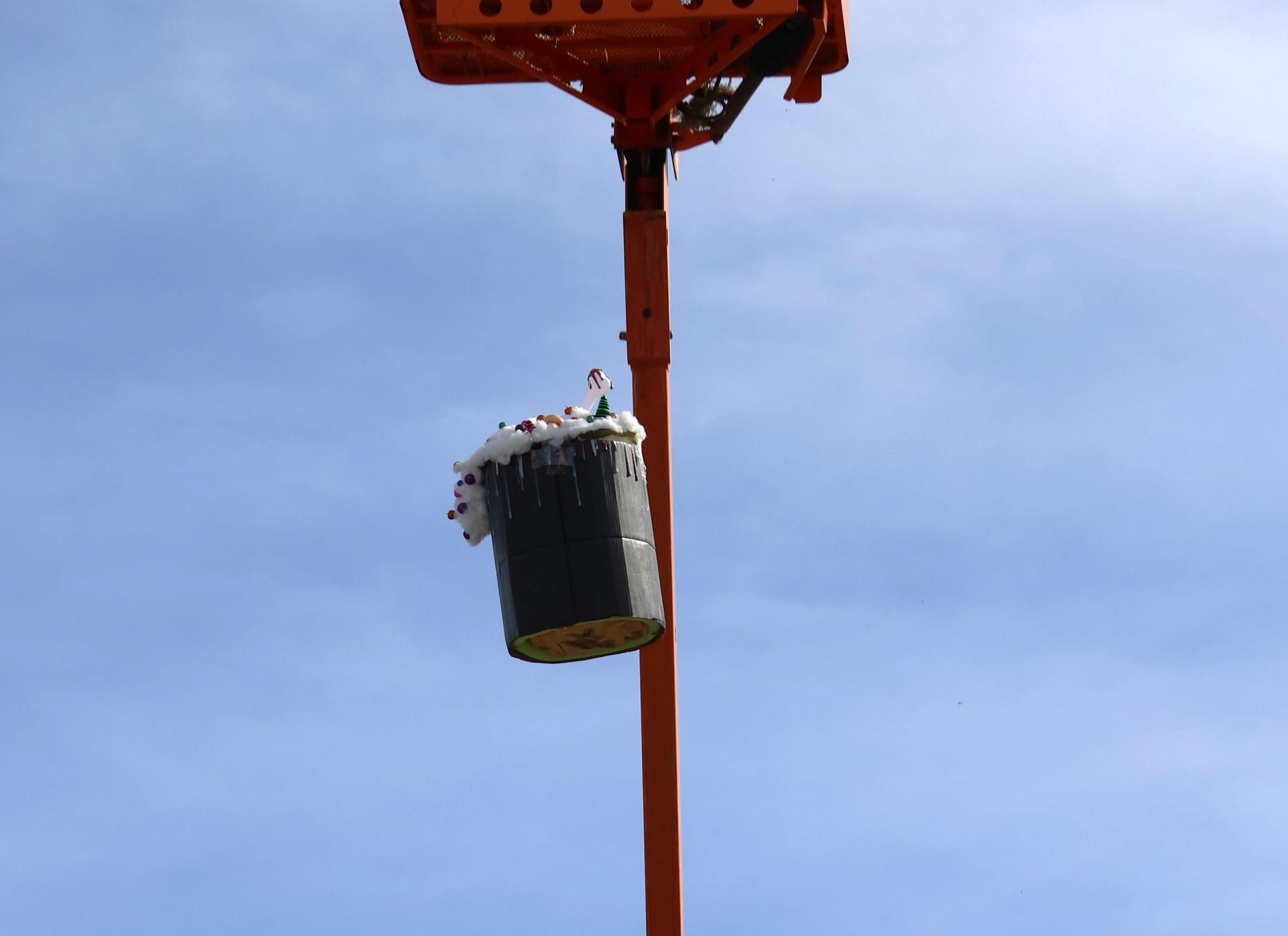 students and staff enjoying the pumpkin drop