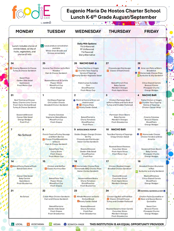 Hostos Lunch Menu September