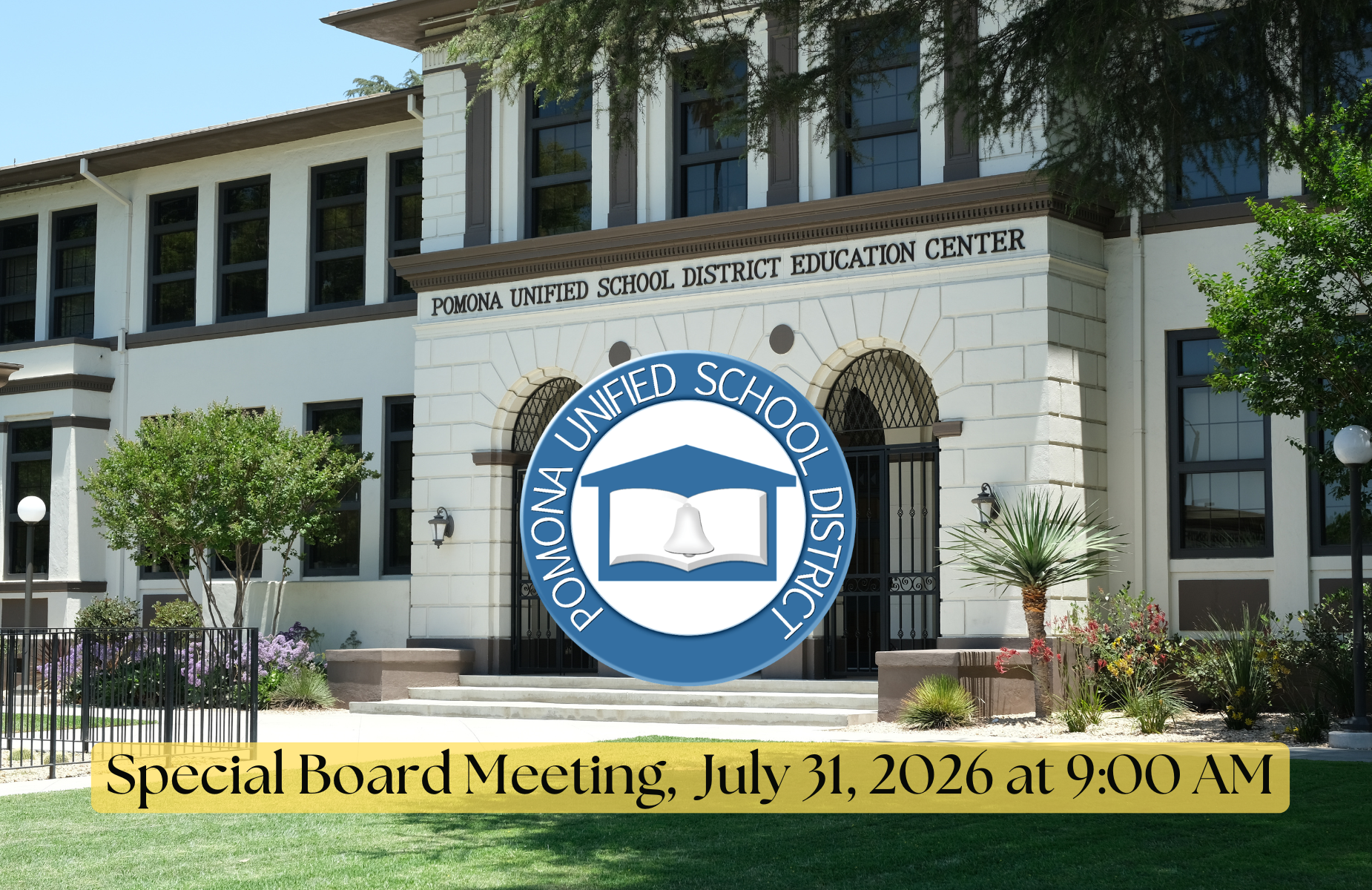 Special Board Meeting shuffle banner 7.31.26
