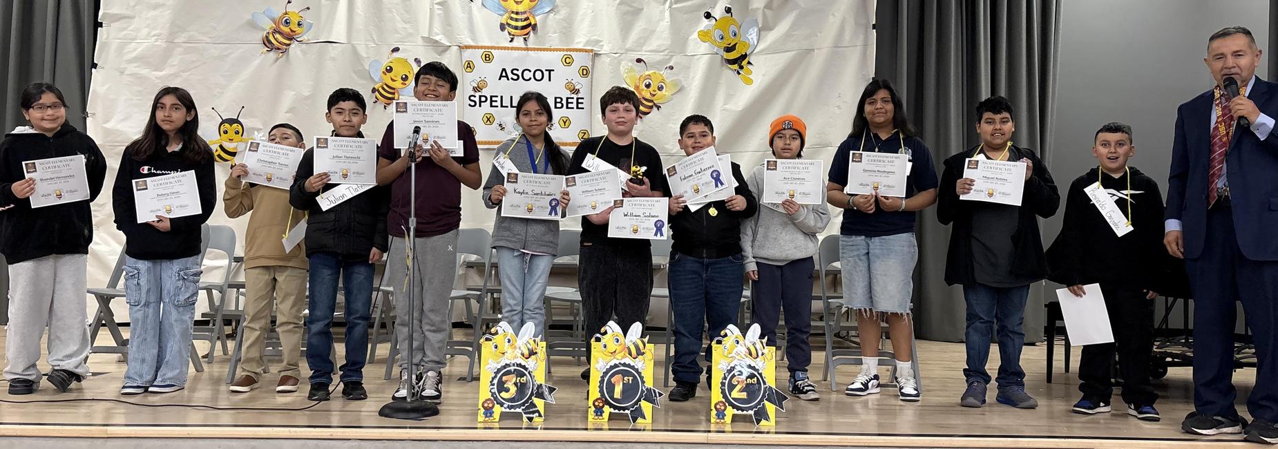 Ascot's 2025-2026 5th grade Scripp's Spelling Bee.  Congratulation to all our contestant!  Tuesday, January 20, 2025.
