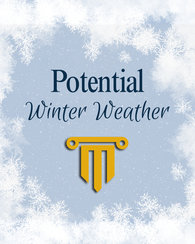 An image depicting snowfall with the system logo and the text 
