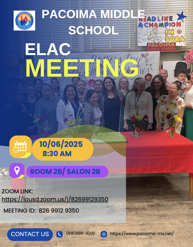 ELAC Meeting on Monday, October 6th at 8:30 AM! Featured Photo