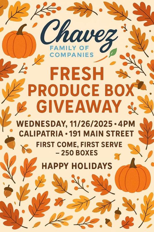 Fresh Produce Giveaway today at 4 PM in Calipatria