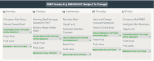 Breakfast for the Week / Menú del desayuno