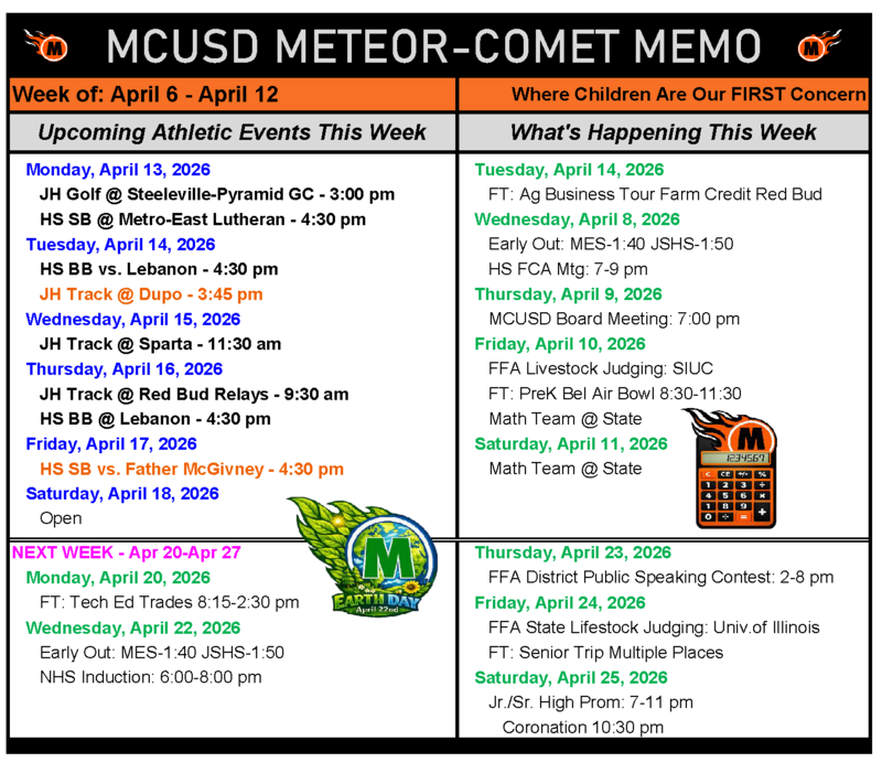 MCUSD Weekly Memo April 13 to April 19 Featured Photo