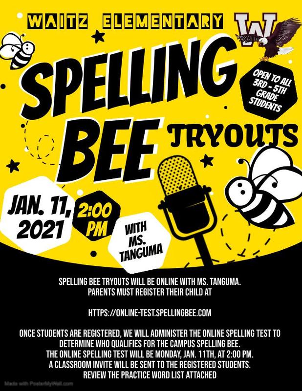 Spelling Bee Tryouts - January 11th Featured Photo