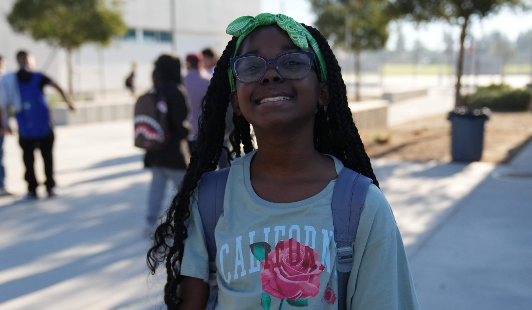 Student on first day of school