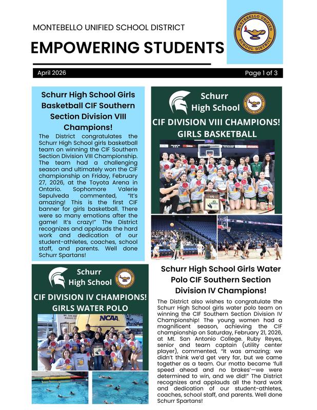 Empowering Students Newsletter Cover Page